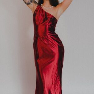 Red David’s Bridal dress